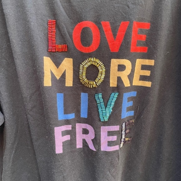 TORRID LOVE MORE LIVE FREE BLACK BEADED CREW TEE - Picture 7 of 11